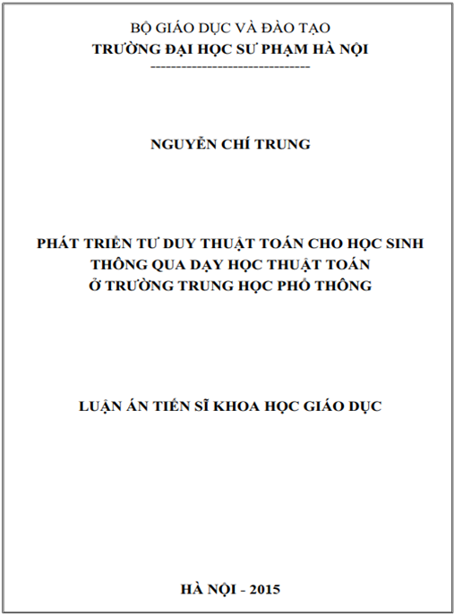 Luận án Phát triển tư duy thuật toán cho HS thông qua dạy học thuật toán ở trường Trung học phổ thông
