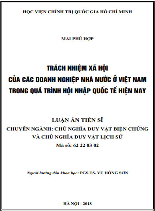 Luận án Phát triển xã hội của các doanh nghiệp nhà nước ở Việt Nam trong quá trình hội nhập quốc tế hiện nay