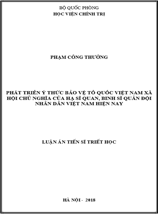 Luận án Phát triển ý thức bảo vệ Tổ quốc Việt Nam xã hội chủ nghĩa của hạ sĩ quan – binh sĩ Quân đội nhân dân Việt Nam hiện nay