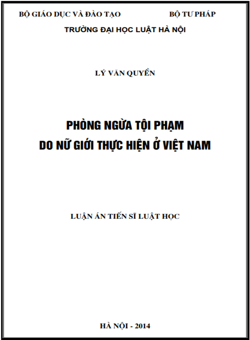 Luận án Phòng ngừa tội phạm do nữ giới thực hiện ở Việt Nam