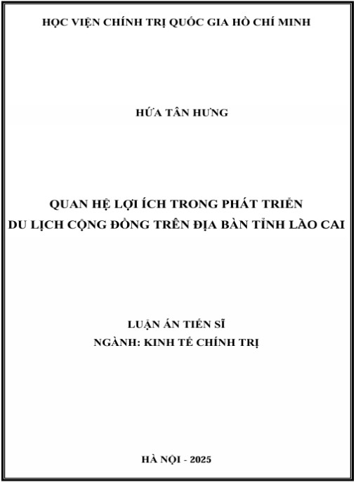 Luận án Quan hệ lợi ích trong phát triển du lịch cộng đồng trên địa bàn tỉnh Lào Cai