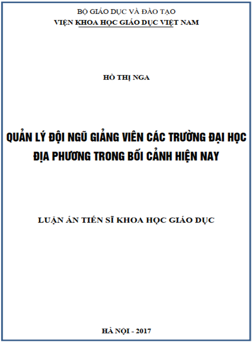 Luận án Quản lí đội ngũ giảng viên các trường đại học địa phương trong bối cảnh hiện nay