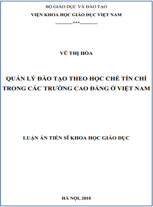 Luận án Quản lý đào tạo theo học chế tín chỉ trong các trường cao đẳng ở Việt Nam