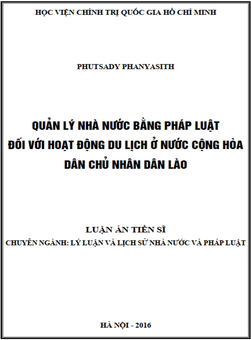 Luận án Quản lý nhà nước bằng pháp luật đối với hoạt động du lịch ở nước Cộng hòa dân chủ nhân dân Lào