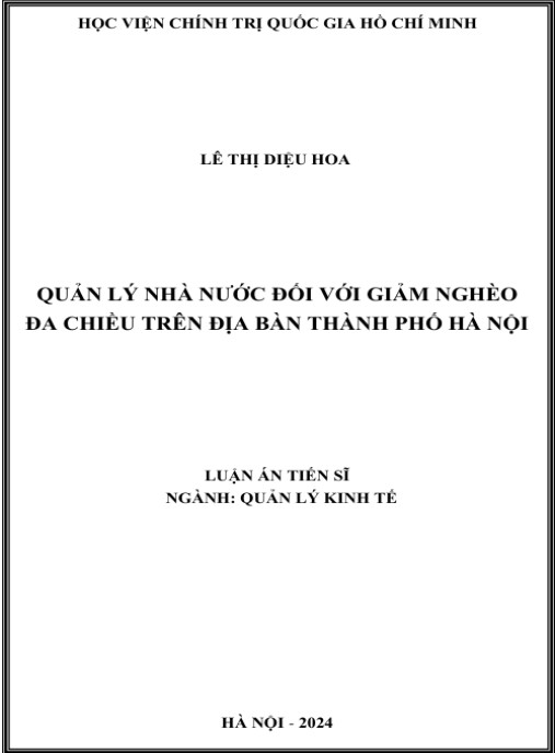 Luận án Quản lý nhà nước đối với giảm nghèo đa chiều trên địa bàn thành phố Hà Nội