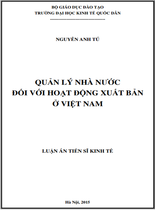 Luận án Quản lý nhà nước đối với hoạt động xuất bản ở Việt Nam
