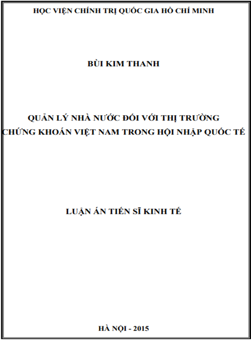 Luận án Quản lý nhà nước đối với thị trường chứng khoán Việt Nam trong hội nhập quốc tế