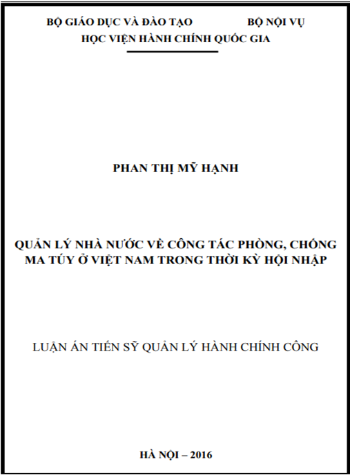 Luận án Quản lý nhà nước về công tác phòng, chống ma túy ở Việt Nam trong thời kỳ hội nhập