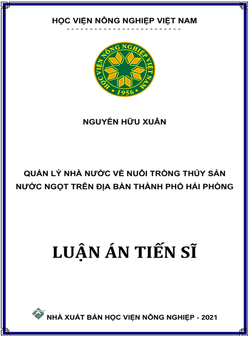 Luận án Quản lý nhà nước về nuôi trồng thủy sản nước ngọt trên địa bàn thành phố Hải Phòng