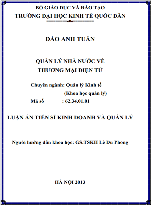 Luận án Quản lý nhà nước về thương mại điện tử