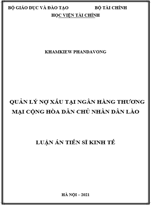 Luận án Quản lý nợ xấu tại ngân hàng thương mại Cộng hòa Dân chủ Nhân dân Lào