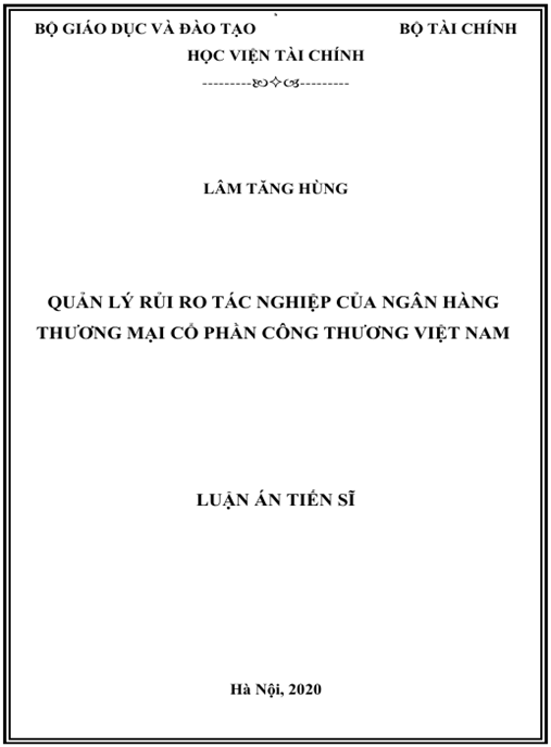Luận án Quản lý rủi ro tác nghiệp của Ngân hàng Thương mại Cổ phần Công thương Việt Nam