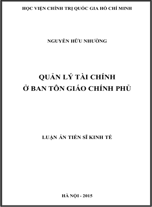 Luận án Quản lý tài chính ở Ban tôn giáo Chính phủ