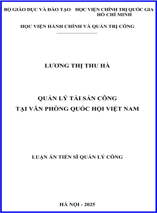 Luận án Quản lý tài sản công tại Văn phòng Quốc hội Việt Nam
