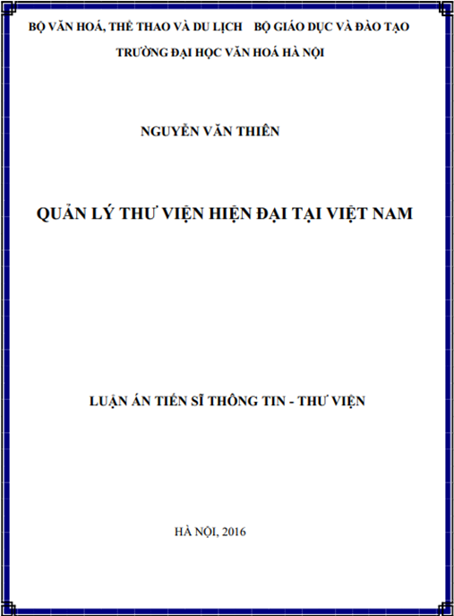 Luận án Quản lý thư viện hiện đại tại Việt Nam