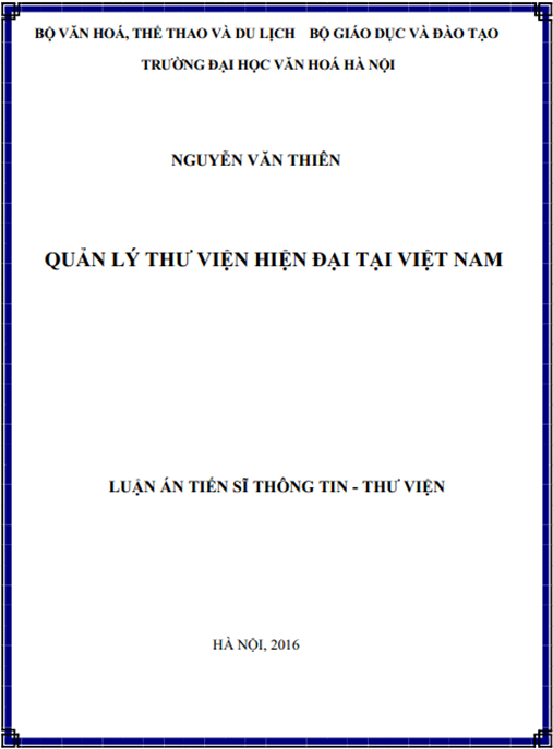 Luận án Quản lý thư viện hiện đại tại Việt Nam
