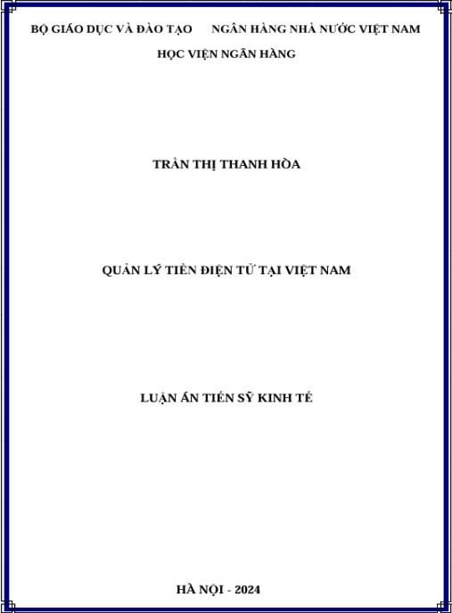 Luận án Quản lý tiền điện tử tại Việt Nam