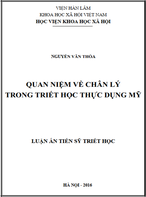 Luận án Quan niệm về chân lý trong triết học thực dụng Mỹ
