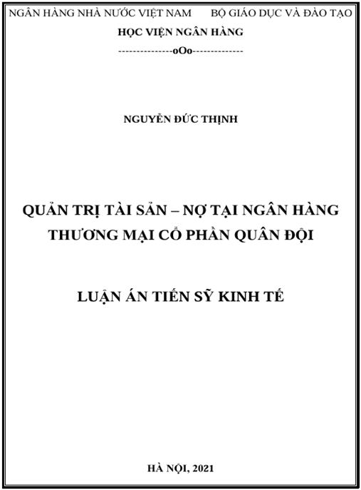 Luận án Quản trị Tài sản – Nợ tại Ngân hàng Thương mại cổ phần Quân đội