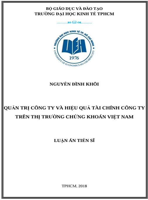 Luận án Quản trị công ty và hiệu quả tài chính công ty trên thị trường chứng khoán Việt Nam