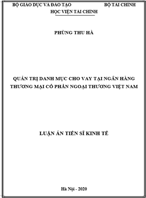 Luận án Quản trị danh mục cho vay tại Ngân hàng Thương mại Cổ phần Ngoại thương Việt Nam