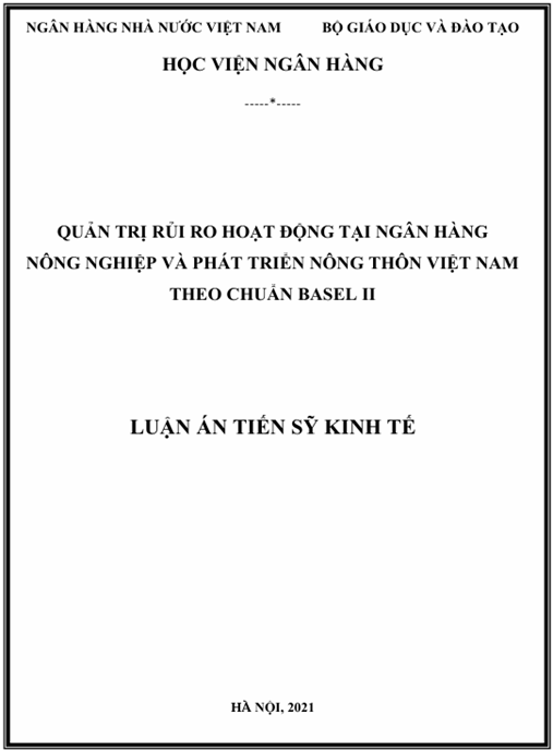 Luận án Quản trị rủi ro hoạt động tại Ngân hàng nông nghiệp và Phát triển nông thôn Việt Nam theo chuẩn Basel II