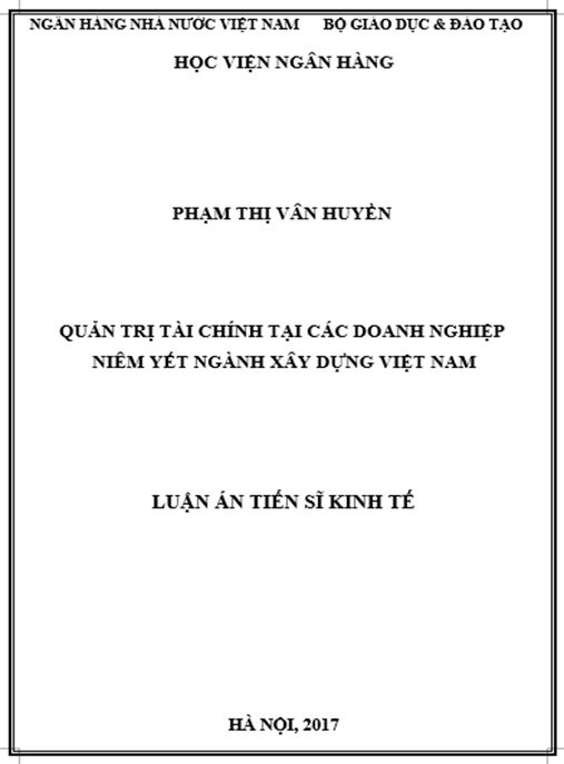 Luận án Quản trị tài chính tại các doanh nghiệp niêm yết ngành xây dựng Việt Nam