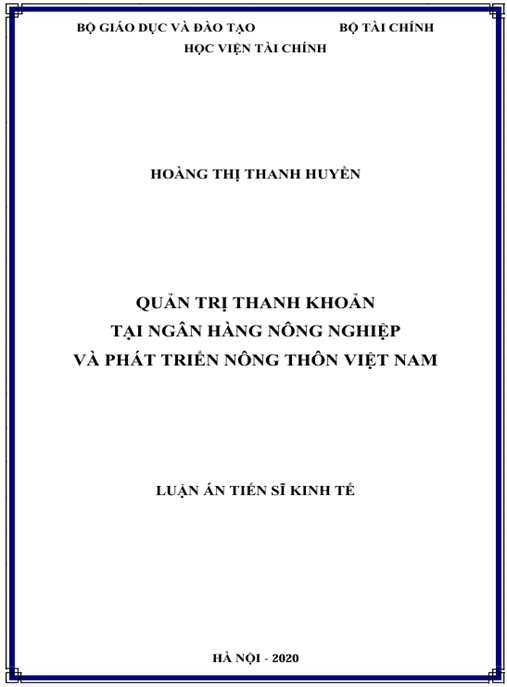 Luận án Quản trị thanh khoản tại Ngân hàng Nông nghiệp và Phát triển Nông thôn Việt Nam