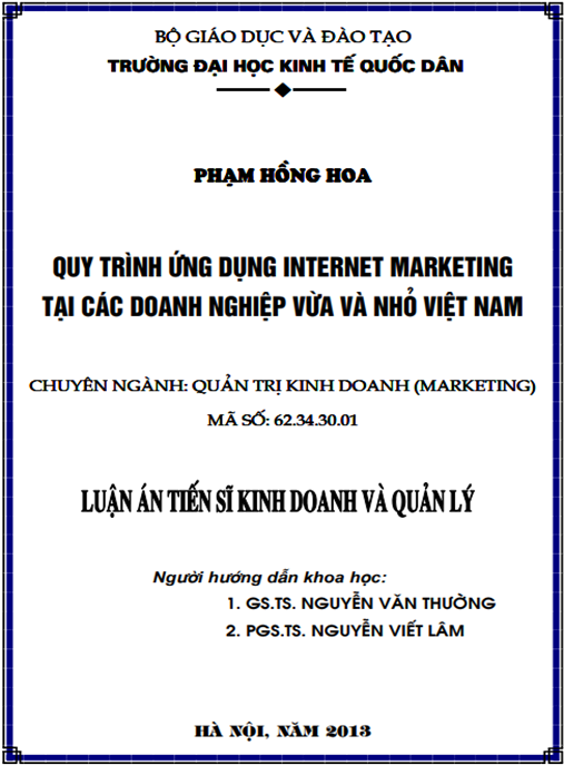Luận án Quy trình ứng dụng Internet Marketing tại các doanh nghiệp vừa và nhỏ Việt Nam