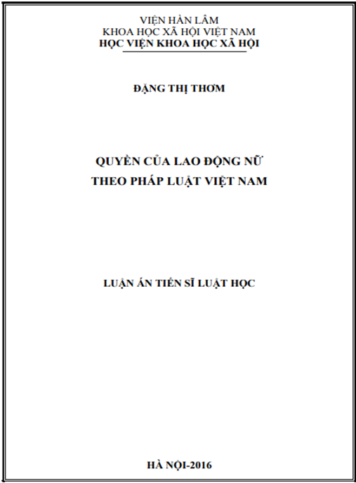 Luận án Quyền của lao động nữ theo pháp luật Việt Nam