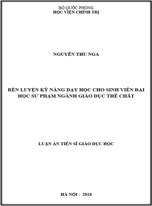 Luận án Rèn luyện kỹ năng dạy học cho sinh viên đại học sư phạm ngành giáo dục thể chất