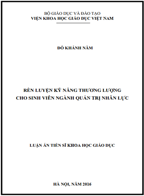 Luận án Rèn luyện kỹ năng thương lượng cho sinh viên ngành Quản trị nhân lực
