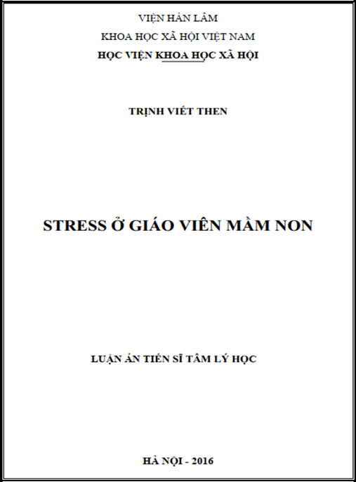 Luận án Stress ở giáo viên mầm non