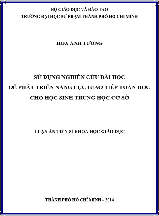 Luận án Sử dụng nghiên cứu bài học để phát triển năng lực giao tiếp toán học cho học sinh trung học cơ sở