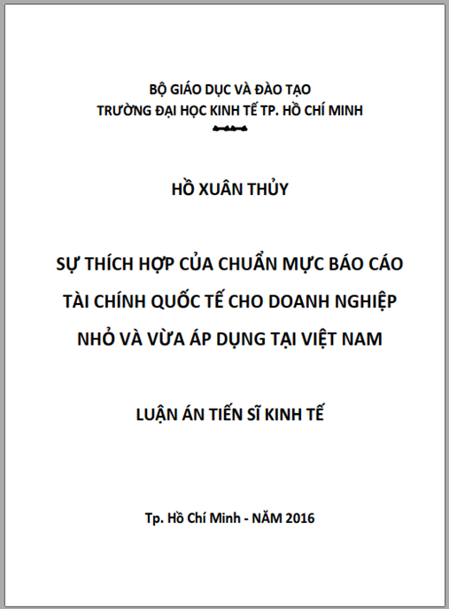 Luận án Sự thích hợp của chuẩn mực báo cáo tài chính quốc tế cho doanh nghiệp nhỏ và vừa áp dụng tại Việt Nam