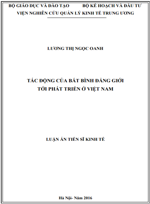 Luận án Tác động của bất bình đẳng giới tới phát triển ở Việt Nam