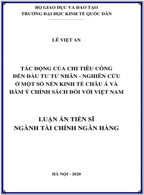 Luận án Tác động của chi tiêu công đến đầu tư tư nhân – Nghiên cứu ở một số nền kinh tế châu Á và hàm ý chính sách đối với Việt Nam