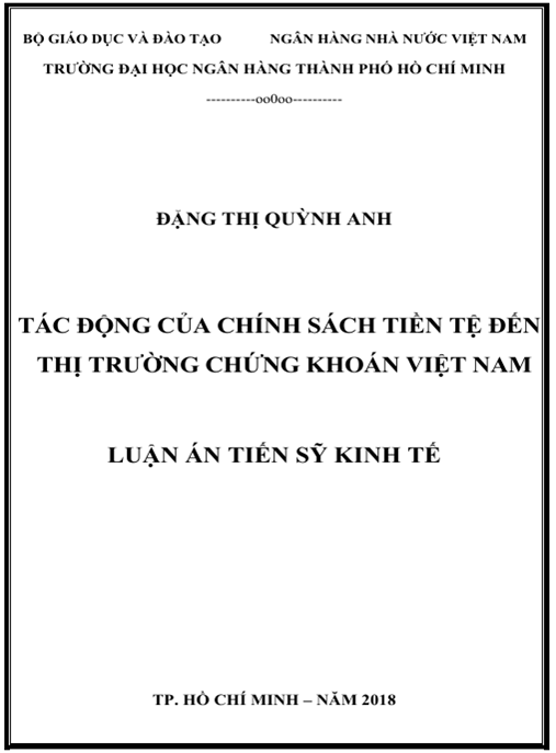 Luận án Tác động của chính sách tiền tệ đến thị trường chứng khoán Việt Nam