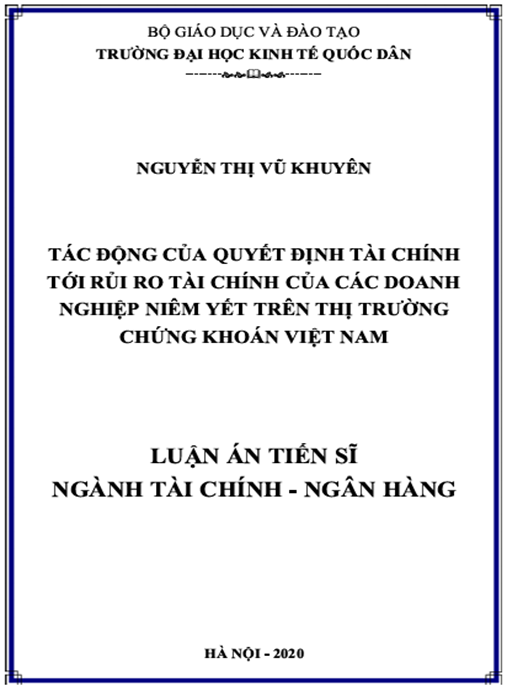 Luận án Tác động của quyết định tài chính tới rủi ro tài chính của các doanh nghiệp niêm yết trên thị trường chứng khoán Việt Nam