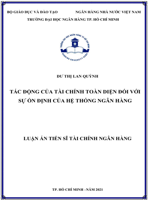 Luận án Tác động của tài chính toàn diện đối với sự ổn định của hệ thống ngân hàng