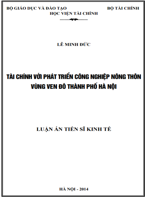 Luận án Tài chính với phát triển công nghiệp nông thôn vùng ven đô thành phố Hà Nội