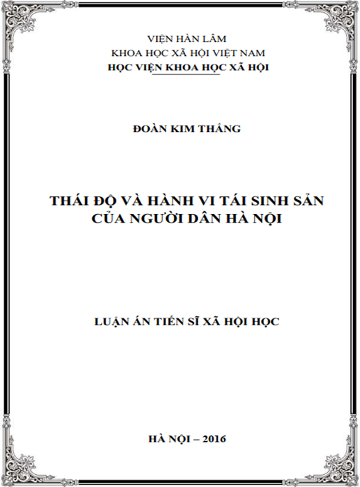 Luận án Thái độ và hành vi tái sinh sản của người dân Hà Nội