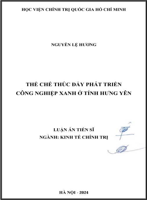 Luận án Thể chế thúc đẩy phát triển công nghiệp xanh ở tỉnh Hưng Yên