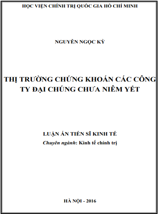 Luận án Thị trường chứng khoán các công ty đại chúng chưa niêm yết Hà Nội