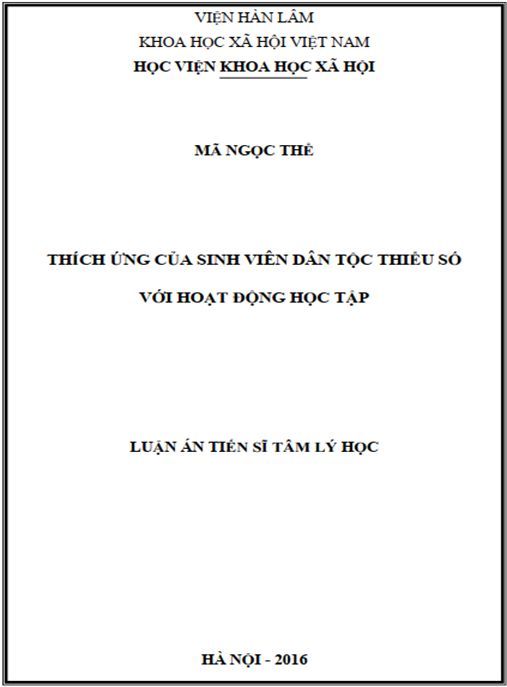 Luận án Thích ứng của sinh viên dân tộc thiểu số với hoạt động học tập