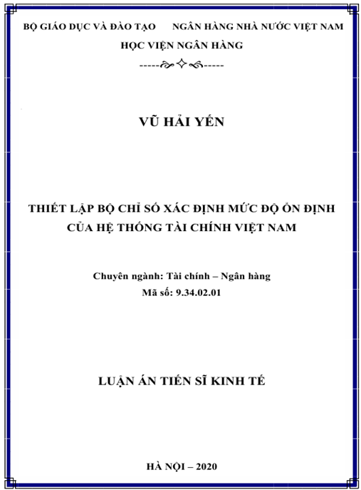 Luận án Thiết lập bộ chỉ số xác định mức độ ổn định của hệ thống tài chính Việt Nam