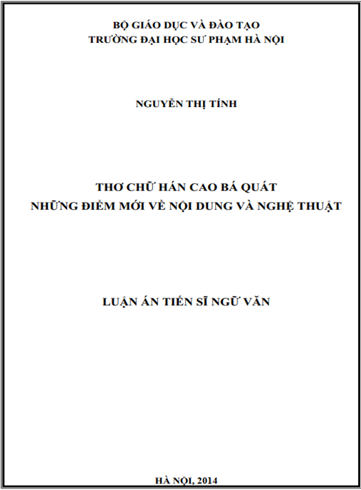 Luận án Thơ chữ Hán Cao Bá Quát – những điểm mới về nội dung và nghệ thuật