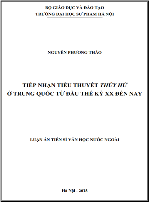 Luận án Tiếp nhận tiểu thuyết Thủy hử ở Trung Quốc từ đầu thế kỷ XX đến nay