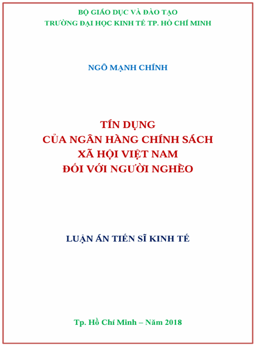Luận án Tín Dụng Của Ngân Hàng Chính Sách Xã Hội Việt Nam Đối Với Người Nghèo