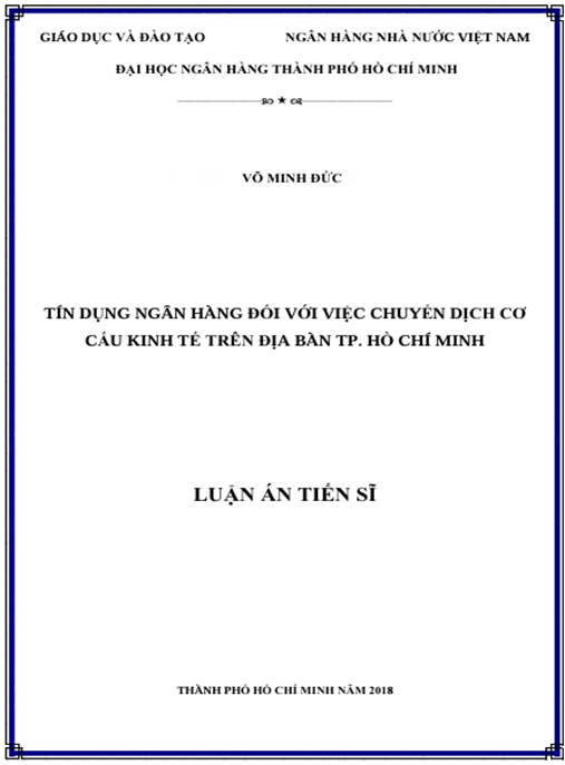 Luận án Tín Dụng Ngân Hàng Đối Với Việc Chuyển Dịch Cơ Cấu Kinh Tế Trên Địa Bàn Tp. Hồ Chí Minh